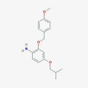 molecular formula C18H23NO3 B8172654 4-Isobutoxy-2-((4-methoxybenzyl)oxy)aniline 