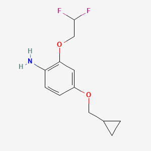molecular formula C12H15F2NO2 B8172694 4-(Cyclopropylmethoxy)-2-(2,2-difluoroethoxy)aniline 
