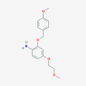 molecular formula C17H21NO4 B8172700 2-((4-Methoxybenzyl)oxy)-4-(2-methoxyethoxy)aniline 