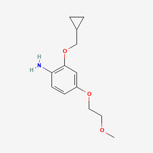 molecular formula C13H19NO3 B8172702 2-(Cyclopropylmethoxy)-4-(2-methoxyethoxy)aniline 