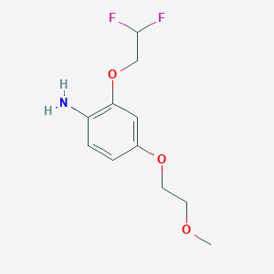 molecular formula C11H15F2NO3 B8172706 2-(2,2-Difluoroethoxy)-4-(2-methoxyethoxy)aniline 