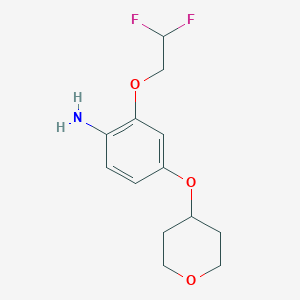 molecular formula C13H17F2NO3 B8172720 2-(2,2-Difluoroethoxy)-4-((tetrahydro-2H-pyran-4-yl)oxy)aniline 