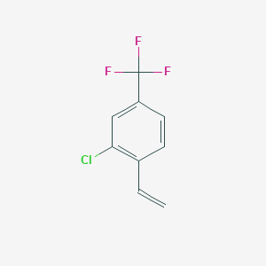 molecular formula C9H6ClF3 B8172765 Benzene, 2-chloro-1-ethenyl-4-(trifluoromethyl)- CAS No. 1263414-53-4