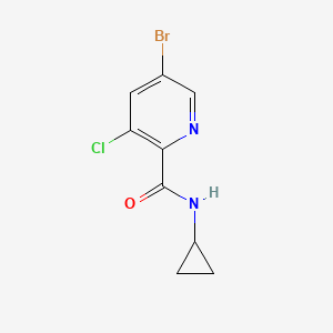 molecular formula C9H8BrClN2O B8172786 5-Bromo-3-chloro-N-cyclopropylpicolinamide 