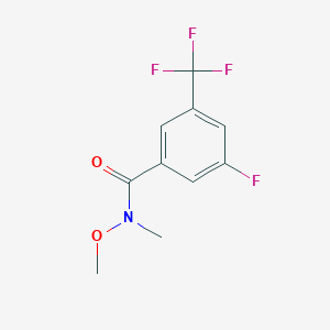 molecular formula C10H9F4NO2 B8172838 Benzamide, 3-fluoro-N-methoxy-N-methyl-5-(trifluoromethyl)- 