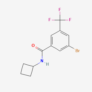 molecular formula C12H11BrF3NO B8172853 3-Bromo-N-cyclobutyl-5-(trifluoromethyl)benzamide 