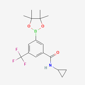molecular formula C17H21BF3NO3 B8172864 N-Cyclopropyl-3-(4,4,5,5-tetramethyl-1,3,2-dioxaborolan-2-yl)-5-(trifluoromethyl)benzamide 