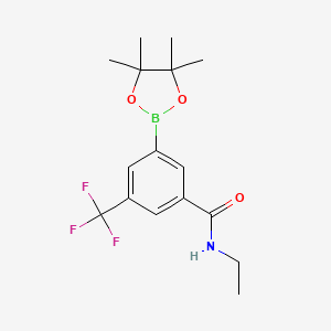 molecular formula C16H21BF3NO3 B8172866 N-Ethyl-3-(4,4,5,5-tetramethyl-1,3,2-dioxaborolan-2-yl)-5-(trifluoromethyl)benzamide 