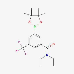 molecular formula C18H25BF3NO3 B8172884 N,N-Diethyl-3-(4,4,5,5-tetramethyl-1,3,2-dioxaborolan-2-yl)-5-(trifluoromethyl)benzamide 