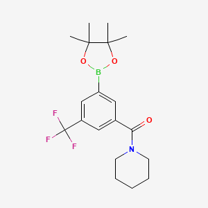 molecular formula C19H25BF3NO3 B8172897 Piperidin-1-yl(3-(4,4,5,5-tetramethyl-1,3,2-dioxaborolan-2-yl)-5-(trifluoromethyl)phenyl)methanone 
