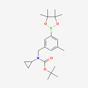molecular formula C22H34BNO4 B8172936 tert-Butyl cyclopropyl(3-methyl-5-(4,4,5,5-tetramethyl-1,3,2-dioxaborolan-2-yl)benzyl)carbamate 