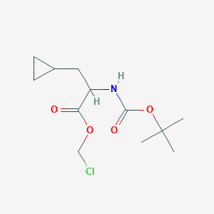 molecular formula C12H20ClNO4 B8173009 Chloromethyl 2-((tert-butoxycarbonyl)amino)-3-cyclopropylpropanoate 