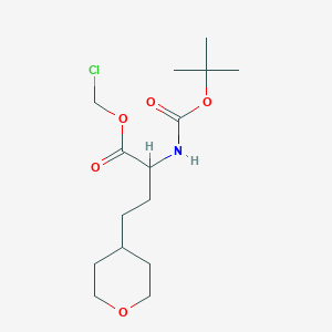 molecular formula C15H26ClNO5 B8173020 Chloromethyl 2-((tert-butoxycarbonyl)amino)-4-(tetrahydro-2H-pyran-4-yl)butanoate 
