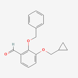molecular formula C18H18O3 B8173042 2-(Benzyloxy)-3-(cyclopropylmethoxy)benzaldehyde 