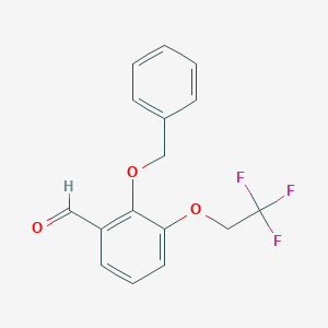 molecular formula C16H13F3O3 B8173052 2-(Benzyloxy)-3-(2,2,2-trifluoroethoxy)benzaldehyde 