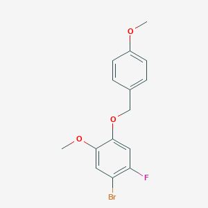 molecular formula C15H14BrFO3 B8173243 1-Bromo-2-fluoro-5-methoxy-4-((4-methoxybenzyl)oxy)benzene 
