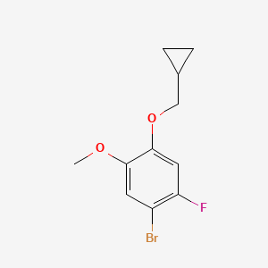 molecular formula C11H12BrFO2 B8173247 1-Bromo-4-(cyclopropylmethoxy)-2-fluoro-5-methoxybenzene 