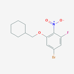 molecular formula C13H15BrFNO3 B8173282 5-Bromo-1-(cyclohexylmethoxy)-3-fluoro-2-nitrobenzene 
