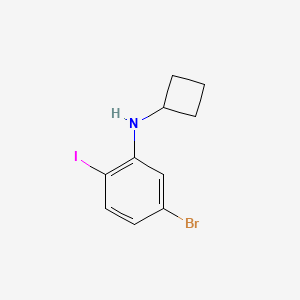molecular formula C10H11BrIN B8173289 5-Bromo-N-cyclobutyl-2-iodoaniline 