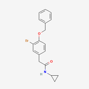 molecular formula C18H18BrNO2 B8173335 2-(4-(Benzyloxy)-3-bromophenyl)-N-cyclopropylacetamide 