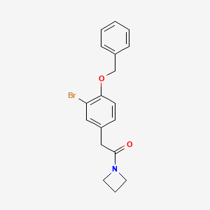 molecular formula C18H18BrNO2 B8173341 1-(Azetidin-1-yl)-2-(4-(benzyloxy)-3-bromophenyl)ethanone 