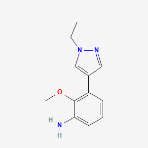 molecular formula C12H15N3O B8173393 3-(1-Ethyl-1H-pyrazol-4-yl)-2-methoxyaniline 