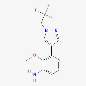 molecular formula C12H12F3N3O B8173398 2-Methoxy-3-(1-(2,2,2-trifluoroethyl)-1H-pyrazol-4-yl)aniline 