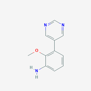 molecular formula C11H11N3O B8173412 2-Methoxy-3-(pyrimidin-5-yl)aniline 