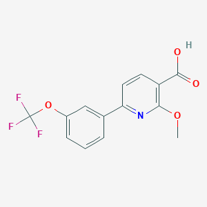 molecular formula C14H10F3NO4 B8173460 2-Methoxy-6-(3-(trifluoromethoxy)phenyl)nicotinic acid 