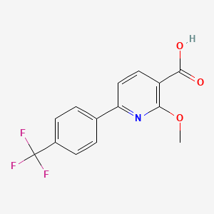 molecular formula C14H10F3NO3 B8173476 2-Methoxy-6-(4-(trifluoromethyl)phenyl)nicotinic acid 