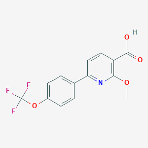 molecular formula C14H10F3NO4 B8173484 2-Methoxy-6-(4-(trifluoromethoxy)phenyl)nicotinic acid 
