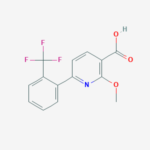molecular formula C14H10F3NO3 B8173494 2-Methoxy-6-(2-(trifluoromethyl)phenyl)nicotinic acid 