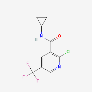 molecular formula C10H8ClF3N2O B8173569 2-Chloro-N-cyclopropyl-5-(trifluoromethyl)nicotinamide 