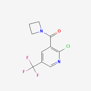 molecular formula C10H8ClF3N2O B8173591 Azetidin-1-yl(2-chloro-5-(trifluoromethyl)pyridin-3-yl)methanone 