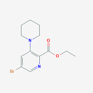 molecular formula C13H17BrN2O2 B8173643 Ethyl 5-bromo-3-(piperidin-1-yl)picolinate 