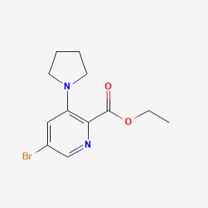 molecular formula C12H15BrN2O2 B8173654 Ethyl 5-bromo-3-(pyrrolidin-1-yl)picolinate 