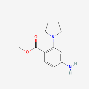 molecular formula C12H16N2O2 B8173687 Methyl 4-amino-2-(pyrrolidin-1-yl)benzoate 