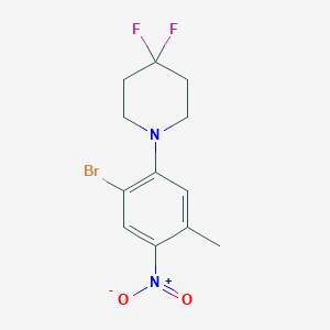 molecular formula C12H13BrF2N2O2 B8173811 1-(2-Bromo-5-methyl-4-nitrophenyl)-4,4-difluoropiperidine 