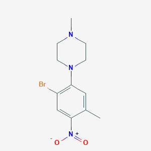 molecular formula C12H16BrN3O2 B8173821 1-(2-Bromo-5-methyl-4-nitrophenyl)-4-methylpiperazine 