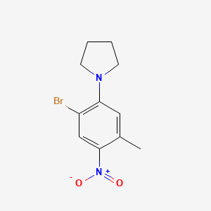 molecular formula C11H13BrN2O2 B8173827 1-(2-Bromo-5-methyl-4-nitrophenyl)pyrrolidine 