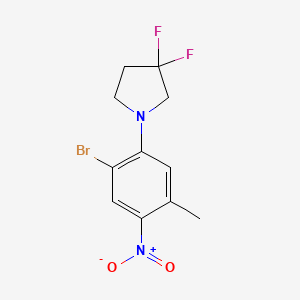 molecular formula C11H11BrF2N2O2 B8173836 1-(2-Bromo-5-methyl-4-nitrophenyl)-3,3-difluoropyrrolidine 