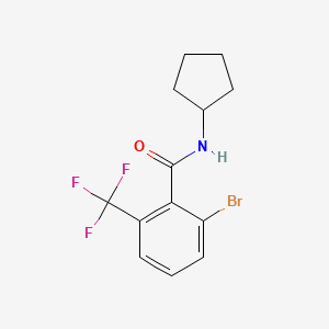 molecular formula C13H13BrF3NO B8173876 2-Bromo-N-cyclopentyl-6-(trifluoromethyl)benzamide 