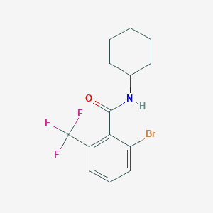 molecular formula C14H15BrF3NO B8173879 2-Bromo-N-cyclohexyl-6-(trifluoromethyl)benzamide 