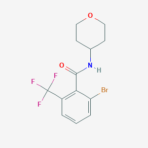 molecular formula C13H13BrF3NO2 B8173883 2-Bromo-N-(tetrahydro-2H-pyran-4-yl)-6-(trifluoromethyl)benzamide 