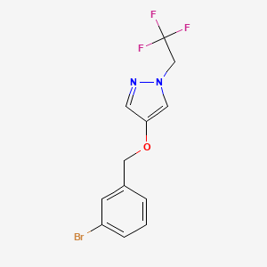 molecular formula C12H10BrF3N2O B8173999 4-((3-Bromobenzyl)oxy)-1-(2,2,2-trifluoroethyl)-1H-pyrazole 