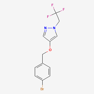 molecular formula C12H10BrF3N2O B8174011 4-((4-Bromobenzyl)oxy)-1-(2,2,2-trifluoroethyl)-1H-pyrazole 