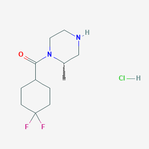 molecular formula C12H21ClF2N2O B8174062 (2S)-1-(4,4-difluorocyclohexanecarbonyl)-2-methylpiperazine hydrochloride 
