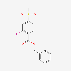 molecular formula C15H13FO4S B8174122 Benzyl 2-fluoro-4-(methylsulfonyl)benzoate 