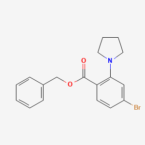 molecular formula C18H18BrNO2 B8174149 Benzyl 4-bromo-2-(pyrrolidin-1-yl)benzoate 