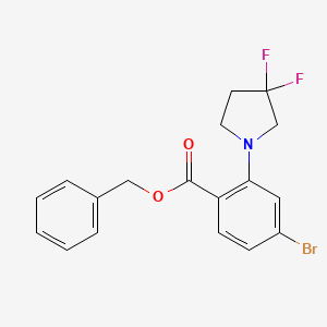 molecular formula C18H16BrF2NO2 B8174156 Benzyl 4-bromo-2-(3,3-difluoropyrrolidin-1-yl)benzoate 